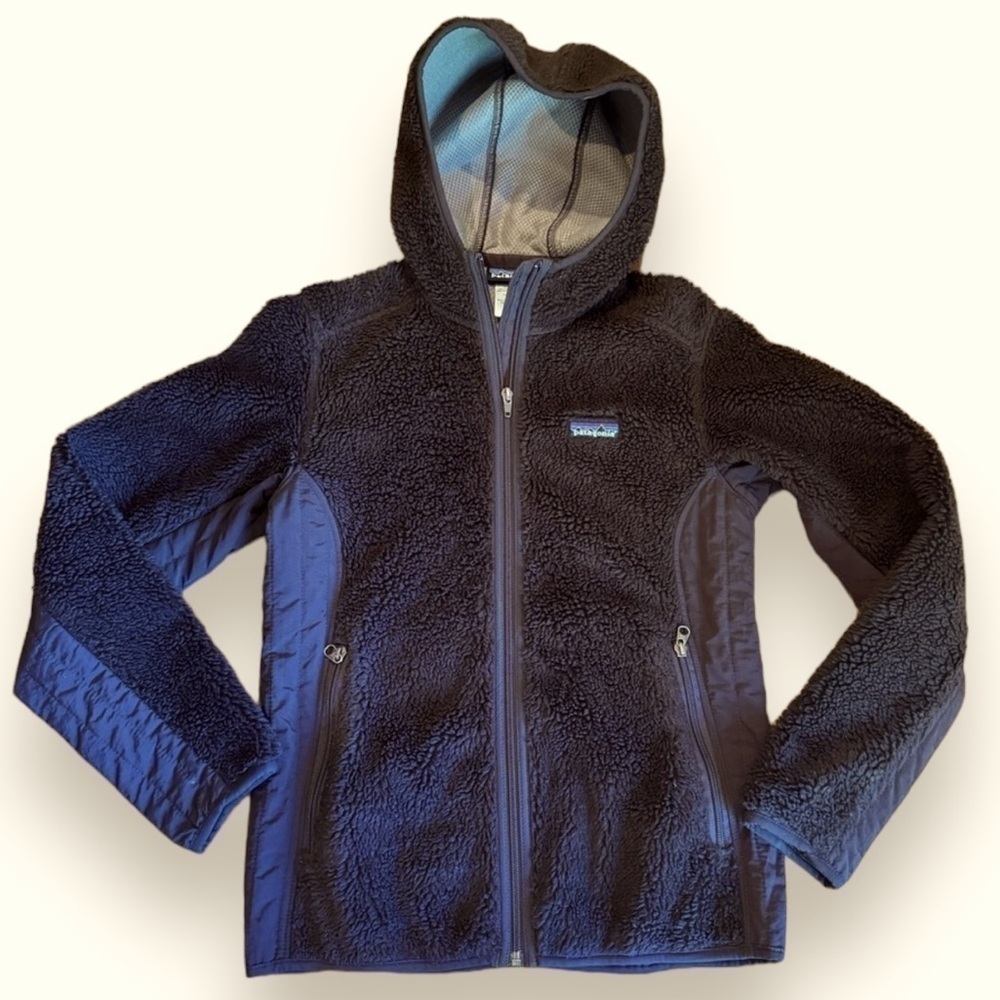Patagonia Retro Pile fleece zip up jacket hoodie with hood and pockets womens S